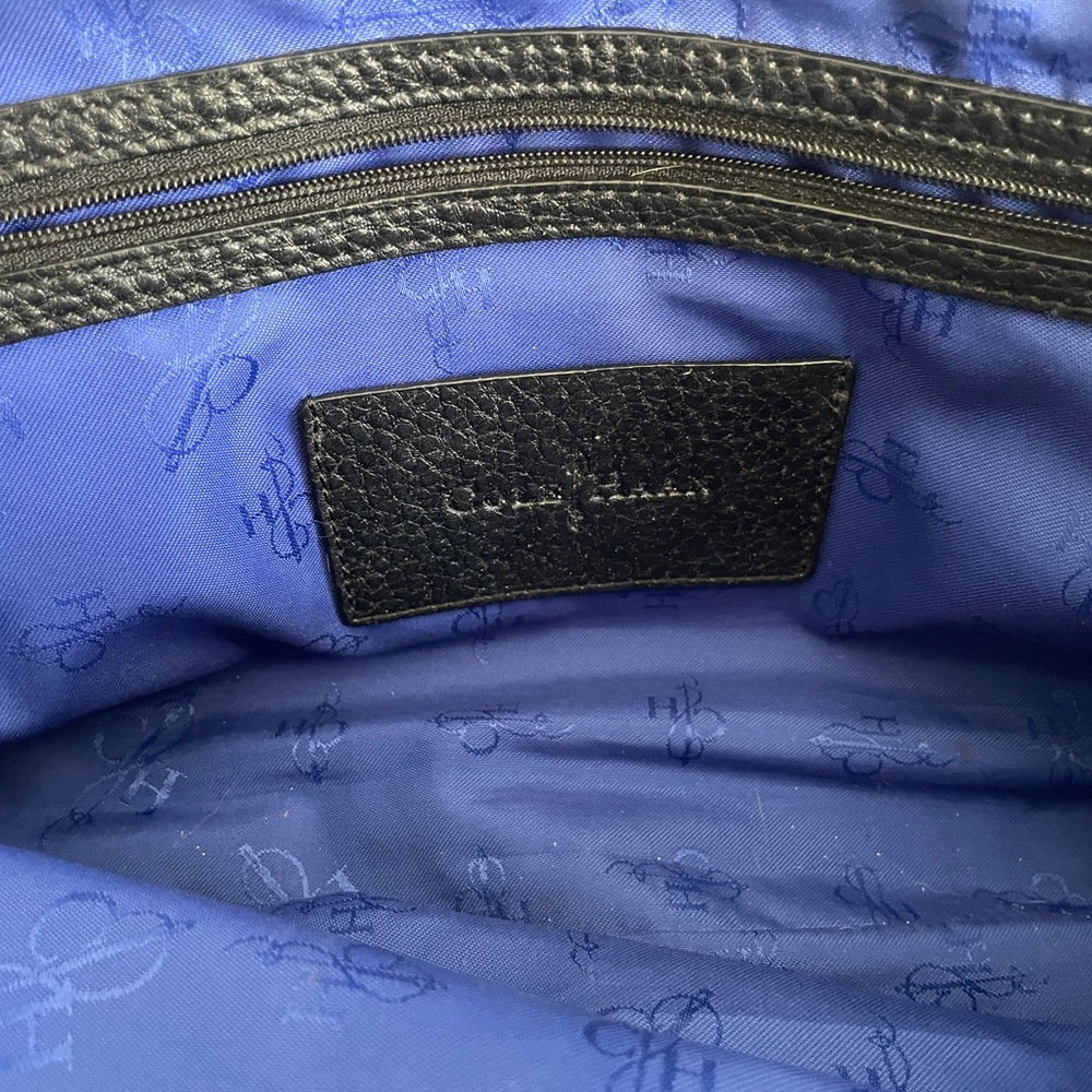 Cole Haan Structured Black Pebbled Leather Satchel Handbag - Picture 13 of 16
